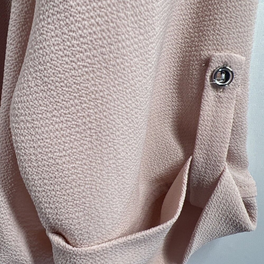 Cocomo Woman Blouse Top 1X Soft Pink Roll Tab 3/4 Sleeve Pleated Pullover - Picture 7 of 9